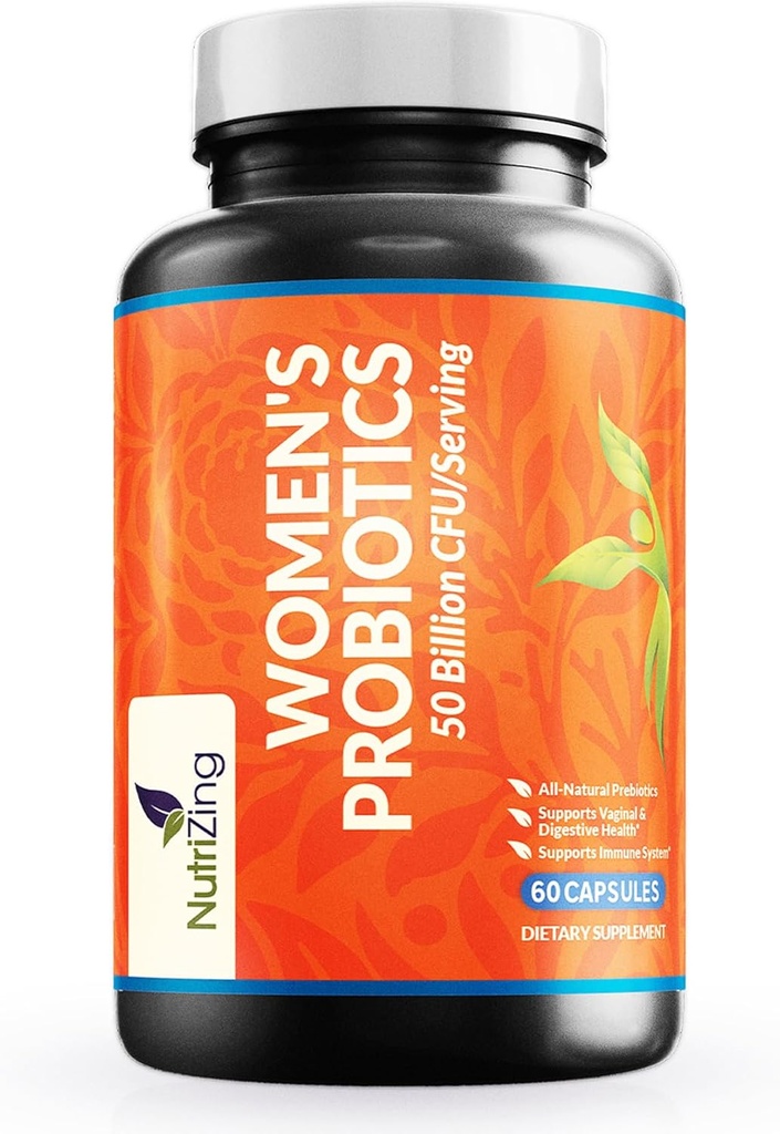 NutriZing Femei Probiotice pentru Sanatate Gut - 50 Miliarde CFU - Prebiotice si Probiotice pentru femei Digestive Sanatate & pH Balanta - Lactobacillus Reuteri & Rhamnosus Suplimente - Suport vaginal