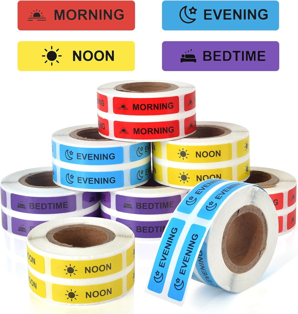 Medicamente autocolante Instructiuni Instructiuni Eticheta de hârtie Permanentă Dimineață Dimineață Dimineață Dimineață Stickere de pat pentru Pill Case Planner 0,4 * 1.6inch (Fiecare proiect de 1000 de foi)