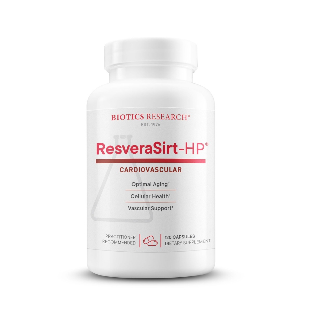 Biotics Research ResveraSirt HP Formulat de Dr. Mark Houston, Trans Resveratrol, Querbetin, Creșterea activității Sirtuin, Suport cardiovascular, Putere cardiacă, Suport vascular, 120 Capsule
