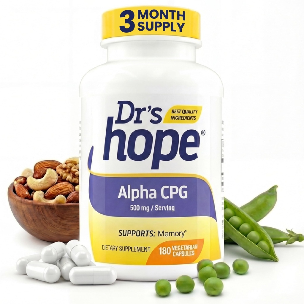Alpha GPC 500mg, Alpha GPC Supliment - Suporturi Memorie și Funcția cognitivă - 180 Capsule Veggie, Made in the USA