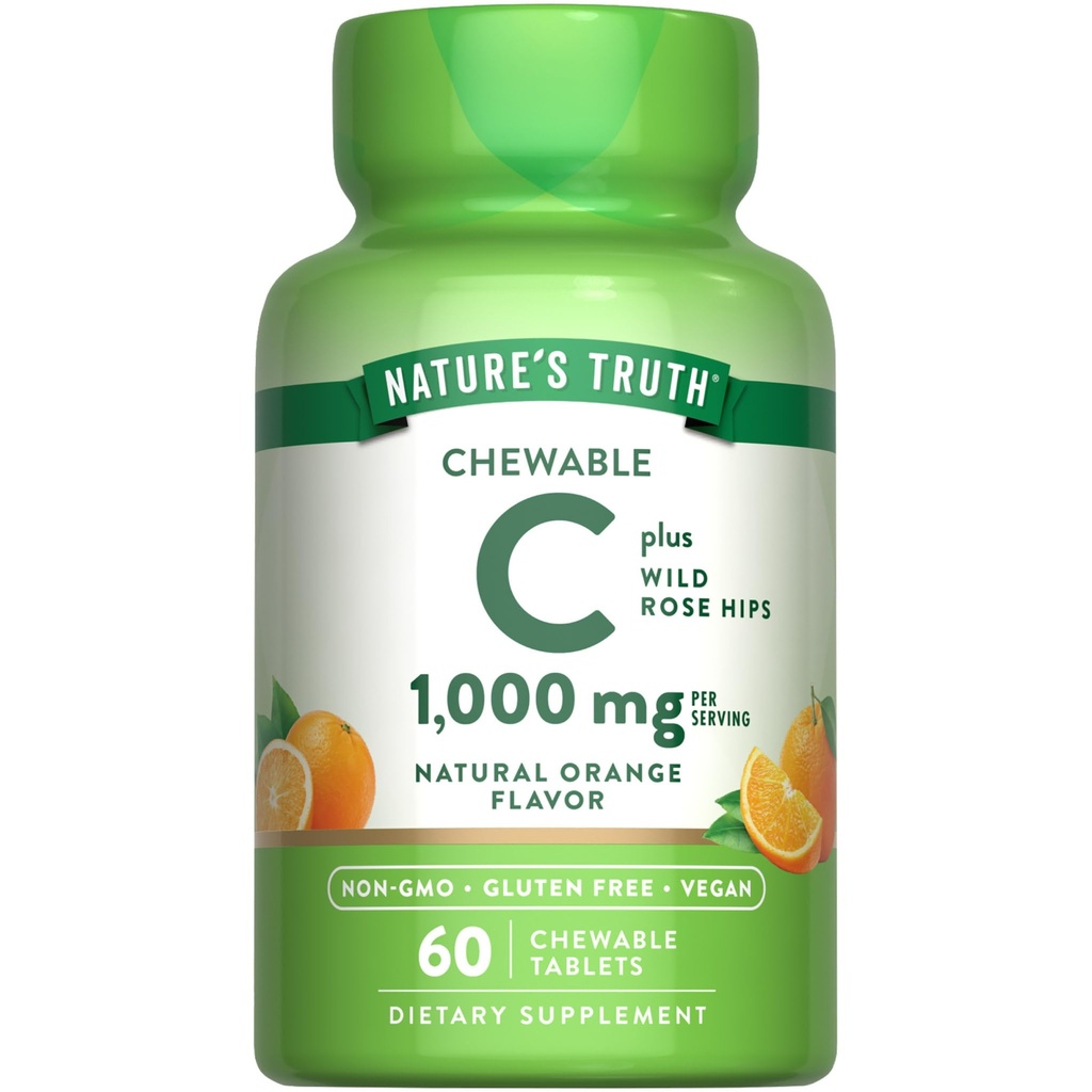 Natura's Truth Chewable Vitamina C cu Rose Hips 
