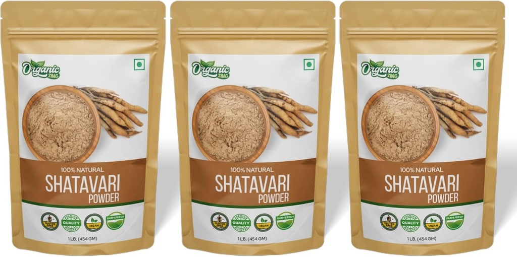 Pulbere organică Shatavari - 16 oz (Pachet de 3)