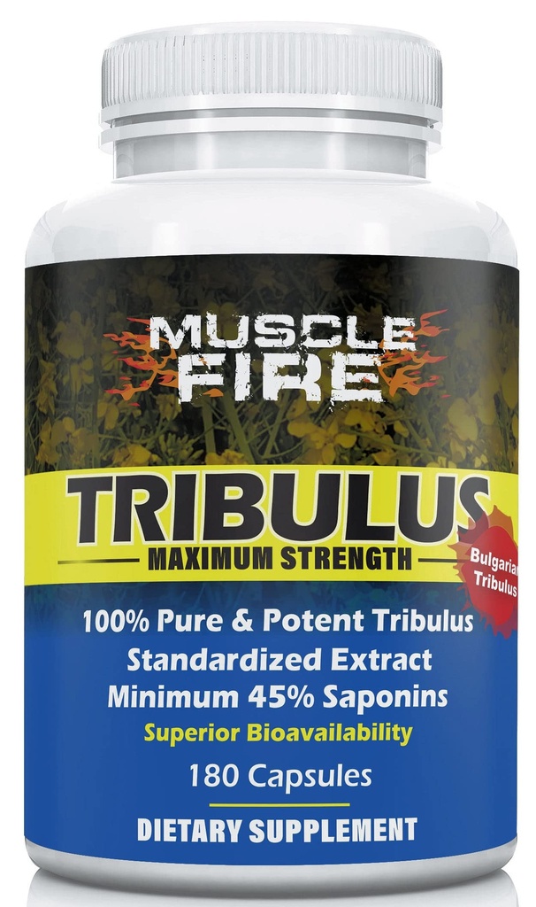 Herbal Nutrition Tribulus Terrestris, Bulgarian, 1500mg 45% Saponini, Lecitina pentru o mai bună actualizare, 180 capsule, o sticlă...