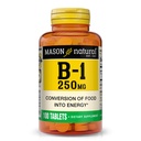MASON NATURAL Vitamina B,1 Tiamine 250 mg, 100 de zile de aprovizionare Supliment alimentar, Easy,to,Swallow Tablets, Suport Producţia de energie şi metabolice sănătoase