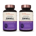 Conștientă în viață KSM-66 Ashwagandha Supliment w/L Theanine & AlphaWave - ZenWell Relief de stres în fiecare zi, Cognitive, Brain Health - Ashwagandha pentru bărbați și femei - 60 capsule (2-Pack)
