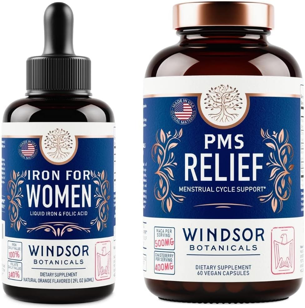 WINDSOR BOTANICAL Fier lichid si PMS Relief Capsule Femei Bundle
