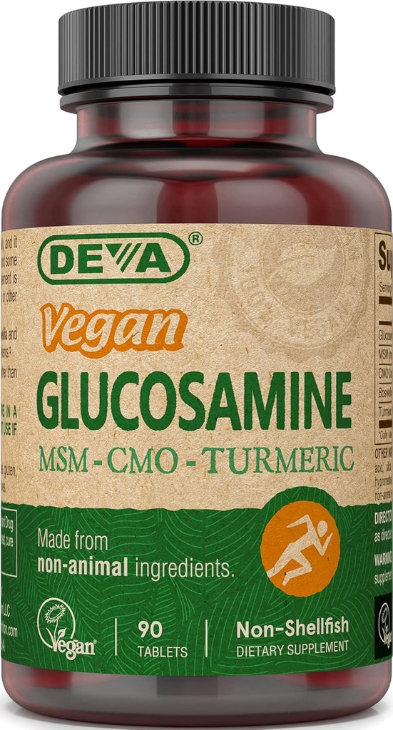 DEVA Vegan Glucosamină MSM & OCP, OCP, Extract de turmeric, Extract de Boswellia cu ingrediente non-animale, 90 comprimate