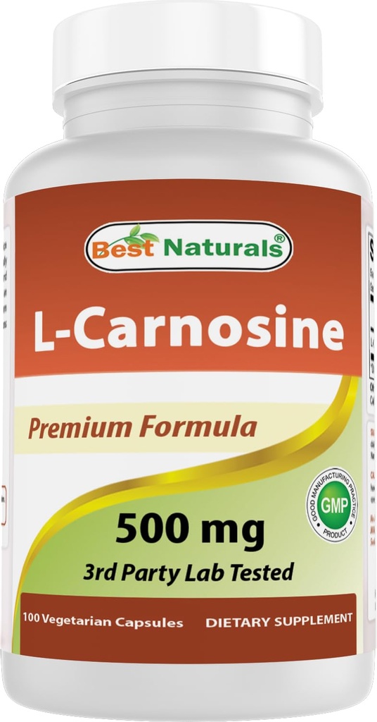 Cele mai bune naturale L-Carnosine 500 mg 100 Vcaps (100 Număr de (Pachet de 1))