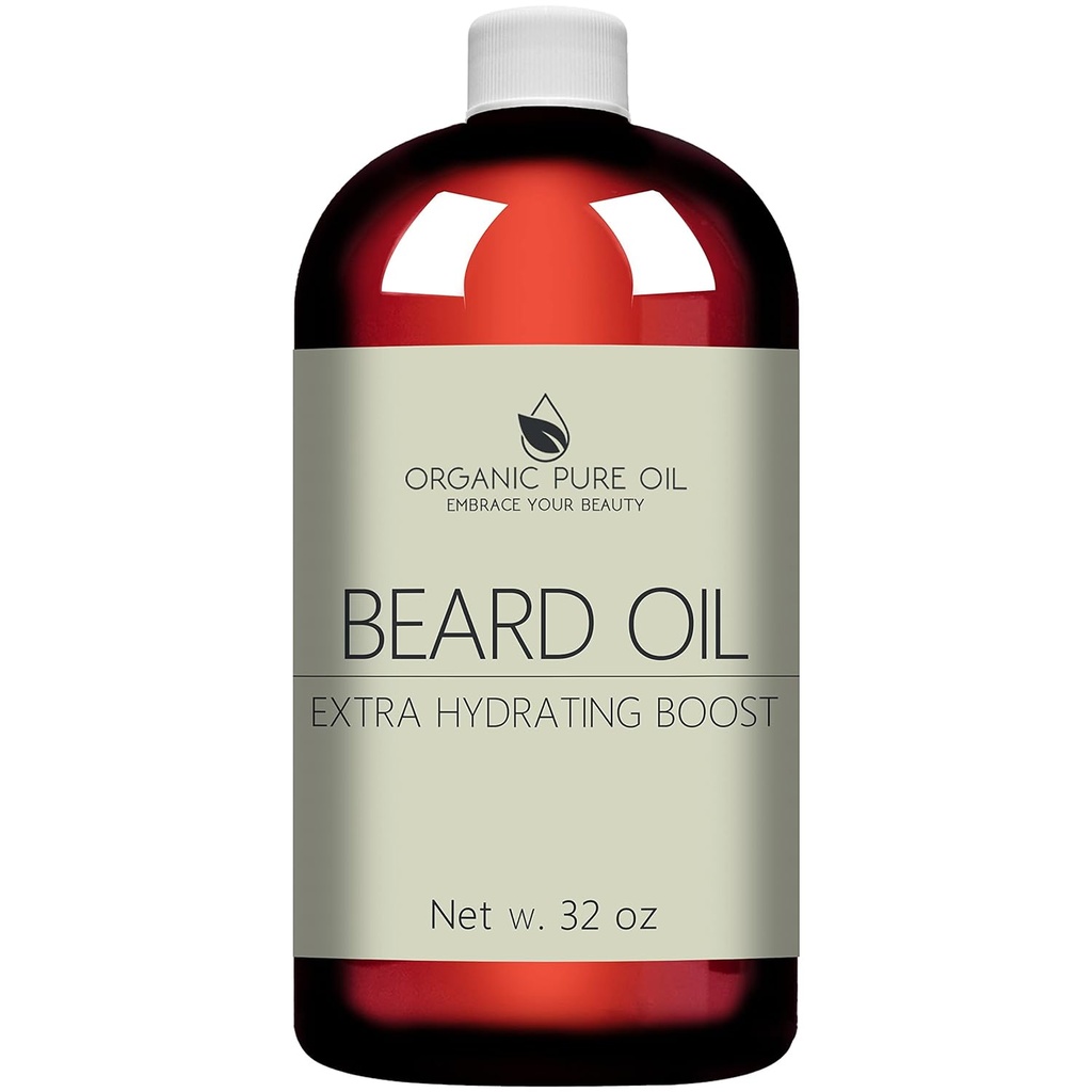 Ulei de barbă nesolicitat - Natural, Non-GMO, par facial Hidratare si conditionare ulei - 32 oz - Bulk Sized, Promovarea cresterii si parul neted Silky - Jojoba, Argan & More