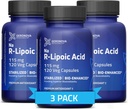 Geronova Research Bio-Enhanced R-Lipoic Acid, 115 mg capsule - 12 luni de aprovizionare - Stabilizat R Acid lipoic alfa cu absorbţie sporită - Supliment acid lipoic - 360 număr