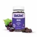 Gume de fier BeLive - Suplimentul de multivitamine cu vitamina C, A, B & Zinc, Suporturi Oxigen sânge, Suplimente de fier Vegan pentru femei, Bărbați și copii pentru creștere și dezvoltare - Aroma de struguri 1-Pack