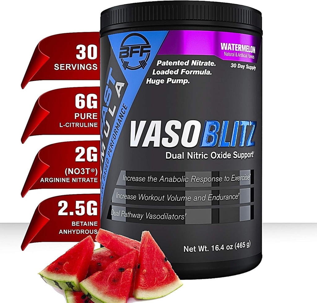 Premiul SAVOBLTZ Câștigătoare Dual Nitrooxide Pre Antrenament cu NO3T Arginine Nitrate,L-Citrulin,Betaine Anhidrous,Calciu Lactat,Cafeina Gratuită pentru Rezistență musculară (30 Servire) (Watermelon)
