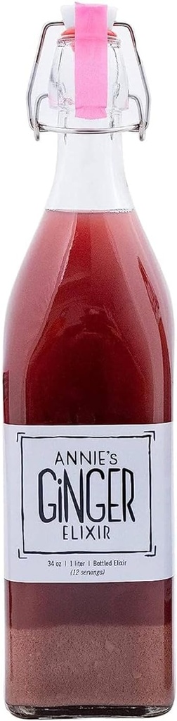 Annie's Ginger Elixir, 34oz 2-Pack, Pure Organic Tonic Ginger Shot, Digestive Cleanse Boosts Imune Defense, Daily Gut Health and Wellness, non-GMO Beverage