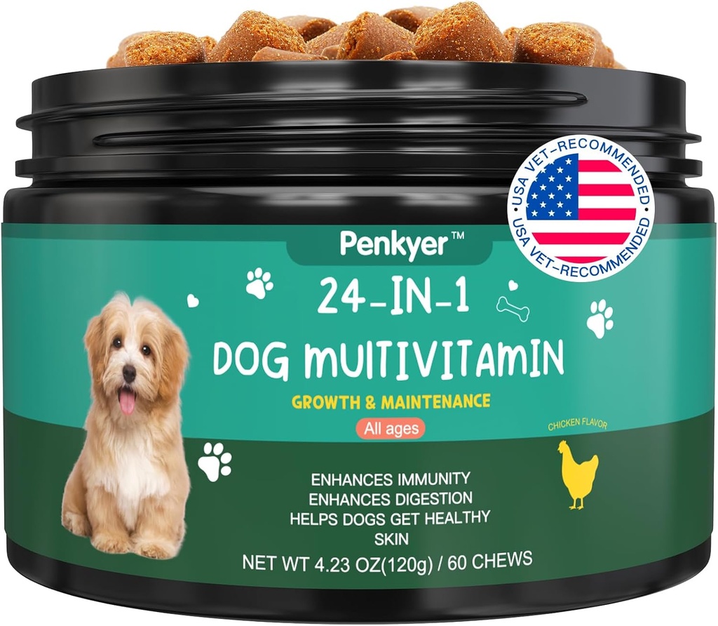 Câine Multivitamine Vitamine masticabile pentru câini cu glucosamină Chondroitin Multivitamine Chews Puppy tratează Skin Coat Heart Health Pet Hip & Joint Supplements for Dog Imunity Mobility Energy