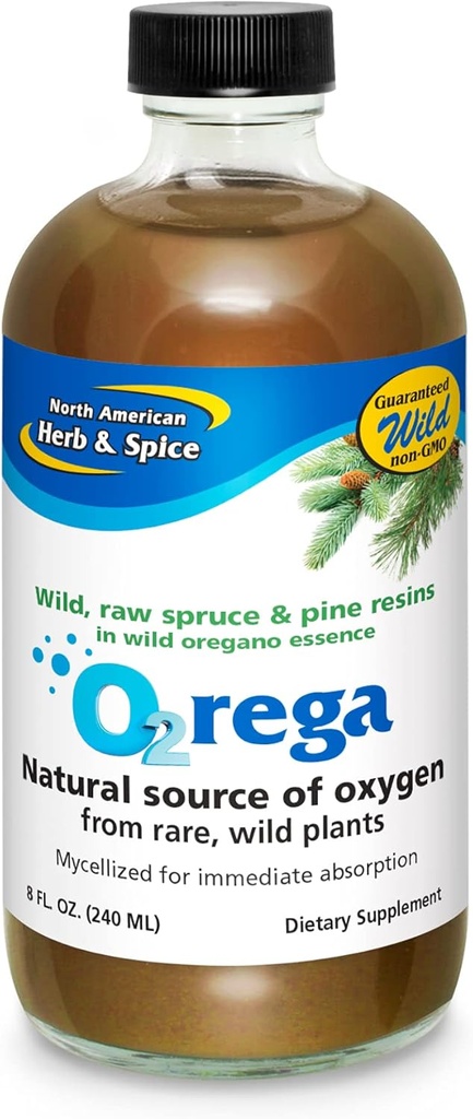 NORD AMERICAN HERB & SPICE O2rega - 8 oz - Sursa naturală de oxigen - Sprijină nivelurile de energie - P73 Oregano, molid & pin - Mycellezed for Maximum Absorbtion - Non-GMO - 16 Servings