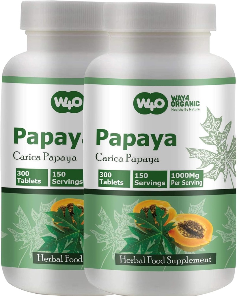 Capsulele de extract de frunze de Papaya (Tabelts) - 300 de pastile, 150 de serviri, 1000 mg, suportă imunitatea şi digestia trombocitelor* (Pachetul de 2)