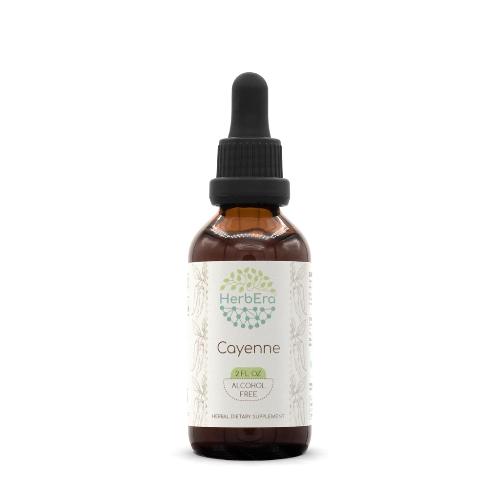 HerbEra Cayenne B60 Extract de plante fără alcool Tinctură, concentrat picături de lichid naturale Cayenne (Capsicum annuum) 2 fl oz