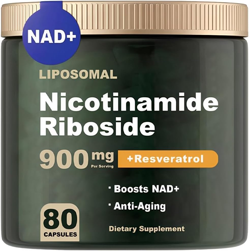 Suplimentul NAD - NAD Nicotinamidă Ribozidă 900 mg, Resveratrol, Querbetin - Suplimentul NAD pentru Anti-Aging, Energie, Focus - 80 Capsule