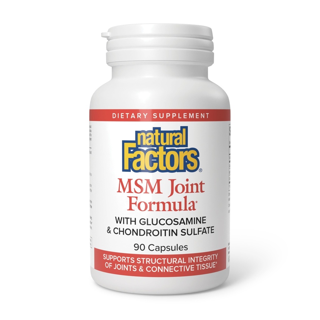Factori naturali, formula comună MSM, susține articulații sănătoase, musculare și cartilaj cu glucosamină și Chondroitin sulfate, 90 capsule (90 portii)