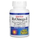 Factori naturali - Rx Omega-3 Factori Mini-Gels, EPA 350mg, DHA 140mg, Sprijină Sănătatea cardiovasculară, 60 Geluri Soft