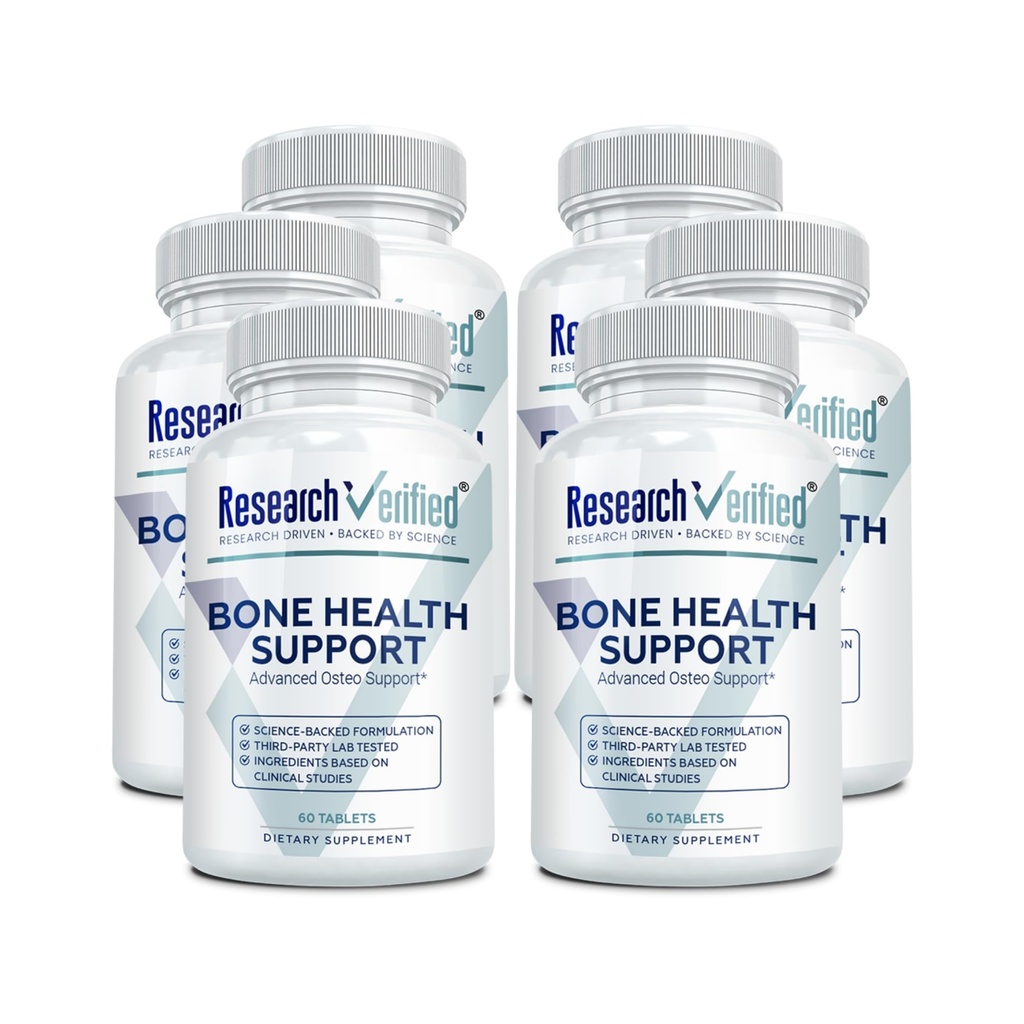 Cercetari Cercetari Certified Bone Health Support - Reconstruirea masei osoase - Triple Complex de calciu, Vitamina D3, Vitamina K2, Soy Isoflavone, BioPerine - 360 comprimate - 6 luni de aprovizionare