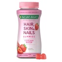 Natura's Bounty Hair, Skin & Nails with Biotin, Strawberry Gummies Vitamin Supplement, Suports Hair, Skin, and Nail Health for Women, 2500 mcg, 140 Ct, 70 Total Serviri