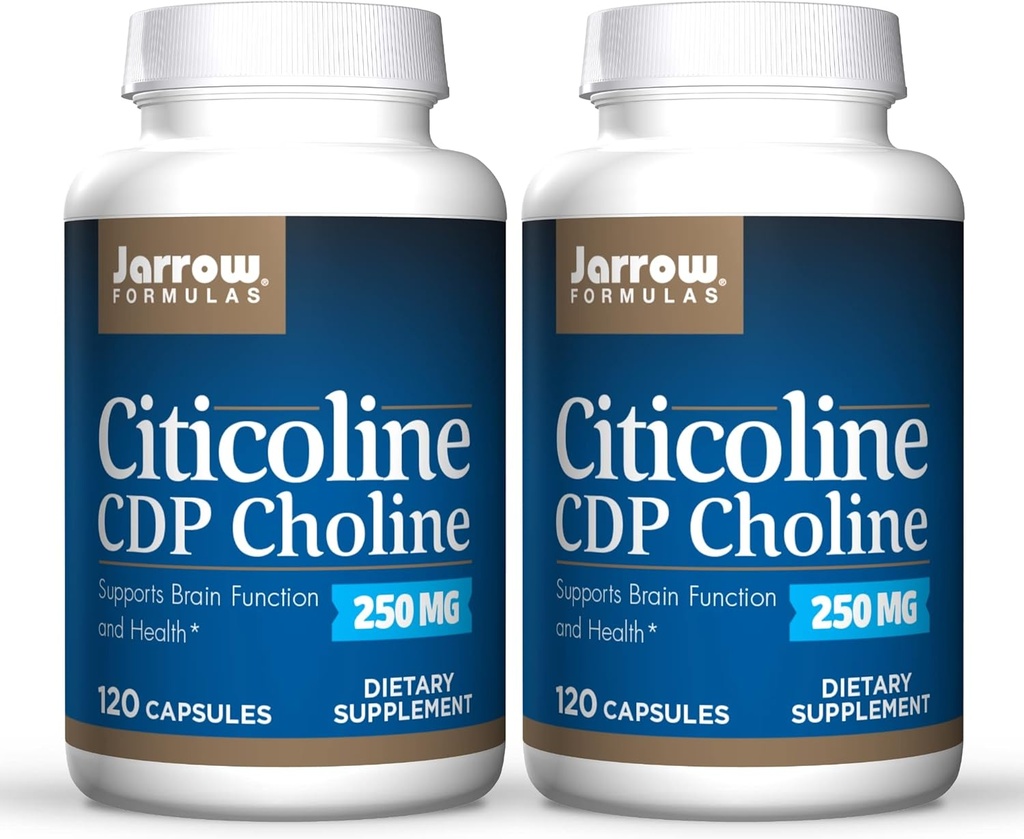Jarrow Formulas Citicoline (CDP Choline) 250 mg - 120 capsule, Pachet de 2 - Suportă sănătate cerebrală și performanță de atenție - până la 240 Serviri totale