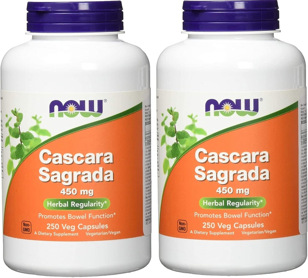 Cascara Sagrada, 450 mg, 250 Caps by Now Foods (Pachet de 2)