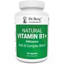 Dr. Berg Vitamina Naturala B1 B6 B12 Complex - Allitiamină Vitamina B1 Supliment cu 8 Complex Vitamina B esentiala pentru barbati si femei Inclusiv Tiamin, Niacin, Folate, Magneziu & More - 60 Capsule