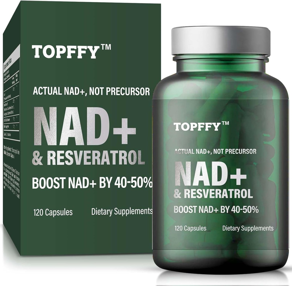 Suplimentul NAD+, NAD+ &Resveratrol Supliment pentru absorbţie maximă pentru susţinerea energiei celulare, de apărare în vârstă, 120 Softgels