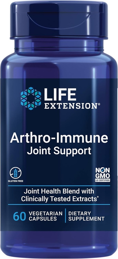 Life Extension Artro- Immune Joint Support, Curcumin EliteTM Extract Turmeric, Andrographis paniculata, Sprijină Mobilitatea și Flexibilitatea, Vegetarian, Gluten Free, Non-GMO, 60 Capsule