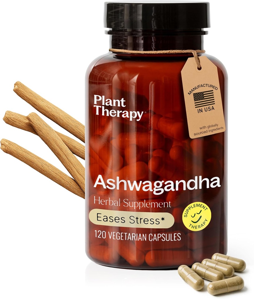 Terapia plantelor Capsulele Ashwagandha fabricate în SUA 4 luni Aprovizionare promovează relaxarea şi echilibrul emoţional Suplimente pentru femei şi bărbaţi 120 Capsule vegetariene