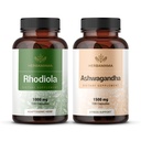 HERBAMAMA Rhodiola Rosea și Ashwagandha Kit - Bundle of 1000 mg Rhodiola Rosea Capsules &1500 mg Ashwagandha Root Capsules - Vegan, Non-GMO, Gelatină-Free - 2 Pack