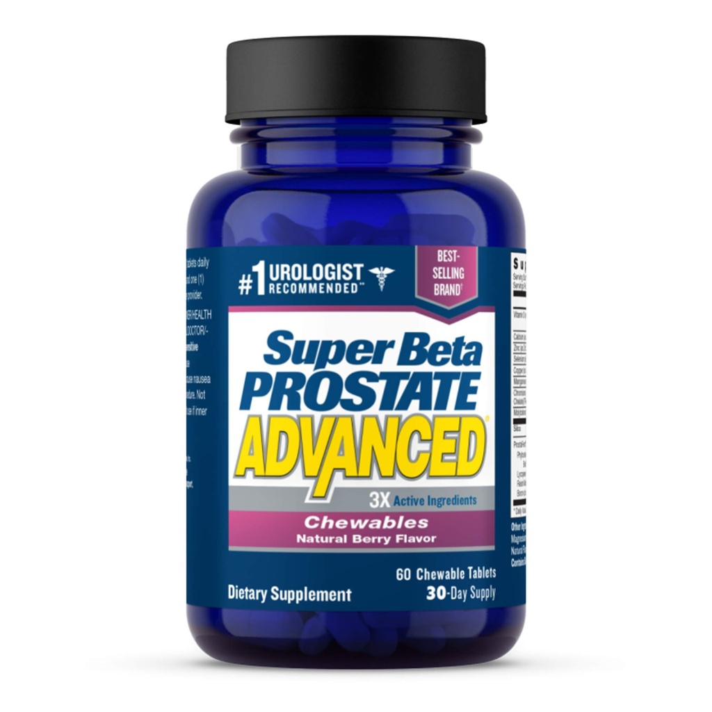 SUPER BETA PROSTATE PROBATE Advanced Chewables - Supliment de suport prostate pentru sanatatea barbatilor (60 Chews, 1-Bottle)