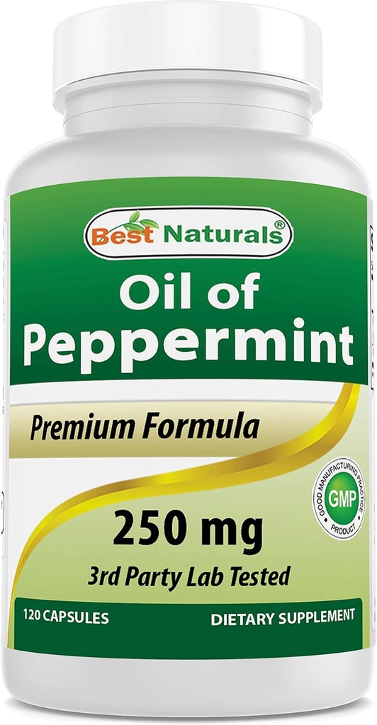 Cel mai bun naturals Peppermint ulei Bowel Soothing Dietary Supliment, 250 mg, 120 Conte