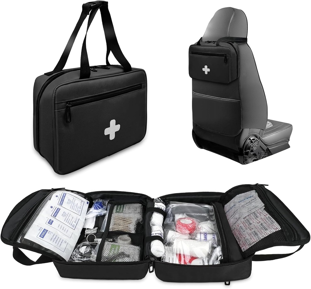 First Aid Bag Gol, Compact și Portable Provizii medicale Organizator cu Compartimente multiple, Sac Trauma de Urgență pentru Travel, Camping, Drumeții, Masina, Călătorie și Home Use, Negru (Doar Bag)