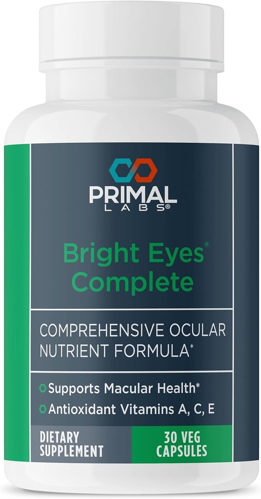 Sănătate primară Ochi strălucitori complet - Ocular & Sanatate maculara - Viziune clara - Lutein & Zeaxantină Formula - Vedere sanatoasa - Relieves ochi Strain de la lumina albastra - Supliment alimentar - 30 capsule