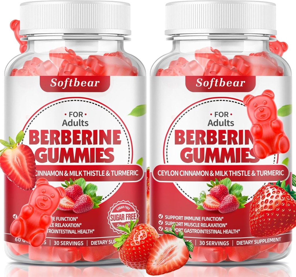 urs moale Berberina cu Ceylon Scorțișoară Gumies Organic Berberine HCL 1500mg pentru metabolism Imun sănătate Berberine fără zahăr Berberine Suplimente cu aromă de căpșuni 120 Conte