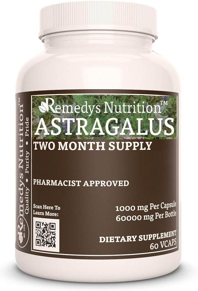 Astragalus Remedy's Nutrition MEGA Concentraţie 1000 mg per capsulă/60,000 mg per flacon Vegan VCaps