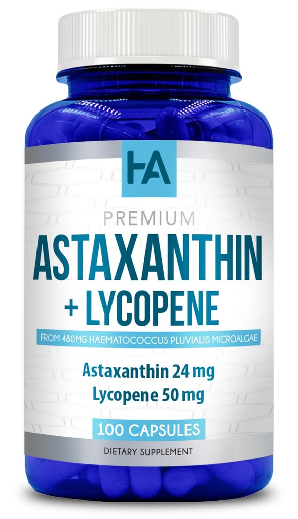 Astaxantină şi Licopen Suplimentul Licopen 50 mg Plus Astaxantină 24 mg Carotenoids Supliment pentru Tanning Skin Care Vision & Heart Health Support 