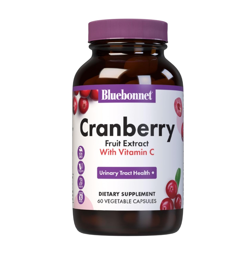 Bluebonnet Nutrition Cranberry Fruit Extract, Suport Tract urinar*, Non-GMO, Kosher-Certified, Vegan, Gluten-Free, Soy-Free, Dairy-Free, 60 Capsule vegetale, 60 Servings