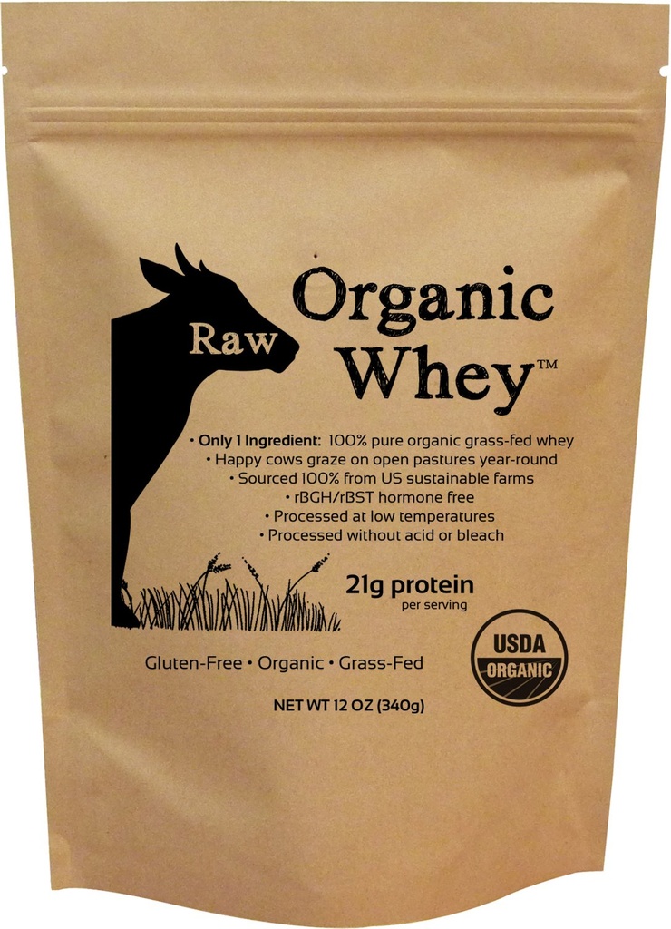 Pudră organică brută de proteine Whey, Fed iarbă, nearomatizate 