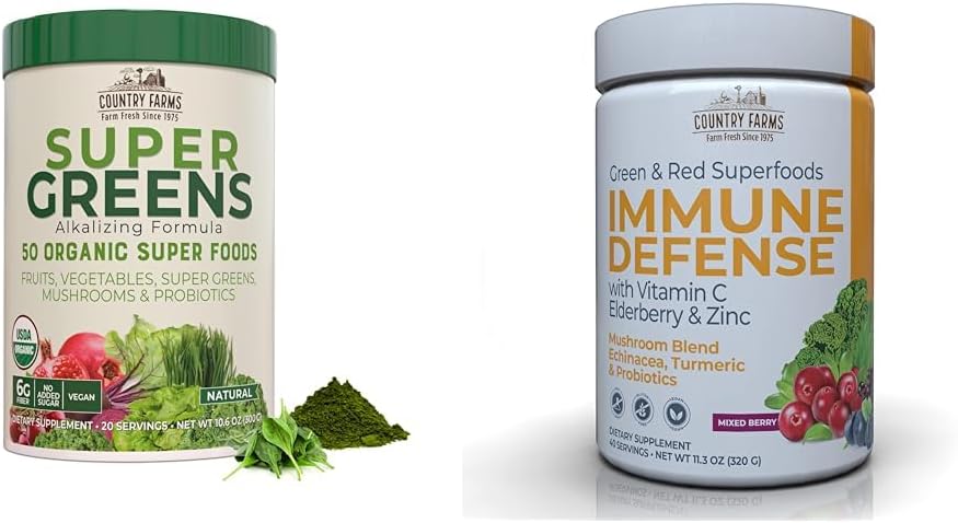 ȚARA Ferme Super Verzi Pulbere 50 Produse organice Superalimente băutură Mix cu Immune Defense Superfoods Drink Mix Vitamina C Elderberry