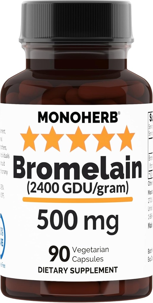 MONOHERB Bromelain 500 mg per capsulă - 90 Capsule vegetale - 90 Servings