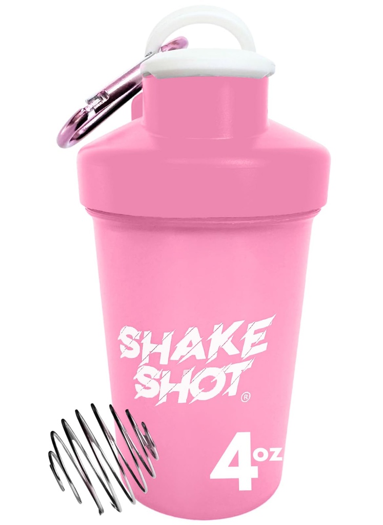 Pink - 4oz Mini Shaker Sticla pentru antrenament pre, Creatina, suplimente mici Scoop (Nu pentru proteine) Clip & Shaker Ball