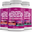 NEW AGE Colagen Pills Biotin Keratin Saw Palmetto Acid hialuronic- Vitamina E Acid folic Seed dovleac MSM- 270 Count