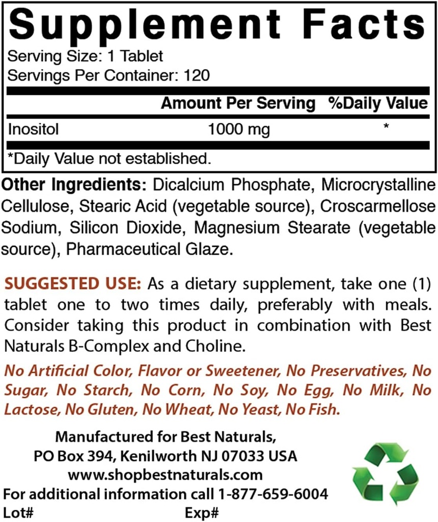 Cele mai bune naturale Inositol 1000mg & L- Theanine 200mg