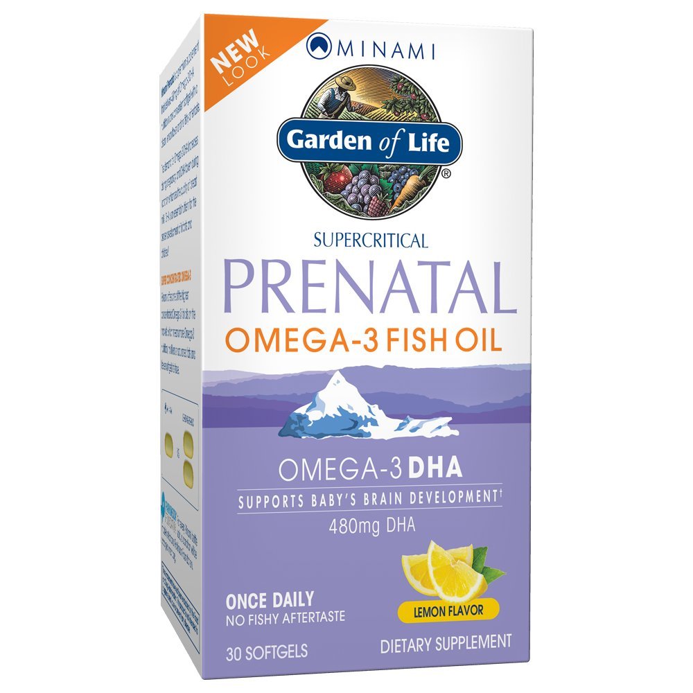 Gradina de viata Prenatal DHA Omega 3 Suplimentul de ulei de peste - Minami Natural Prenatal, Lemon, 30 Softgels