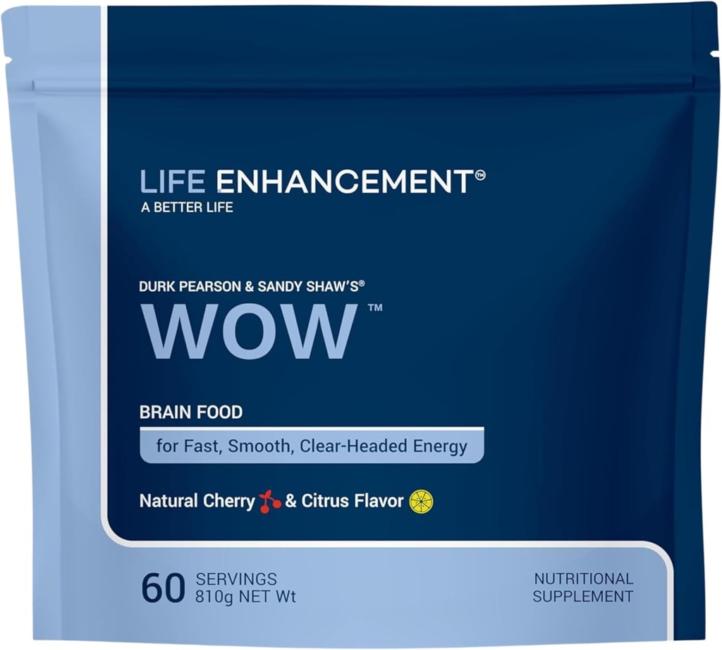 Îmbunătățirea vieții Wow băutură pulbere cu B12, Niacin, Cafeina, Taurina, Fenilalanină, Vitamina C, & Multivitamine - praf anti-îmbătrânire cu Boost Creier Low-Calorie - 60 Serviri